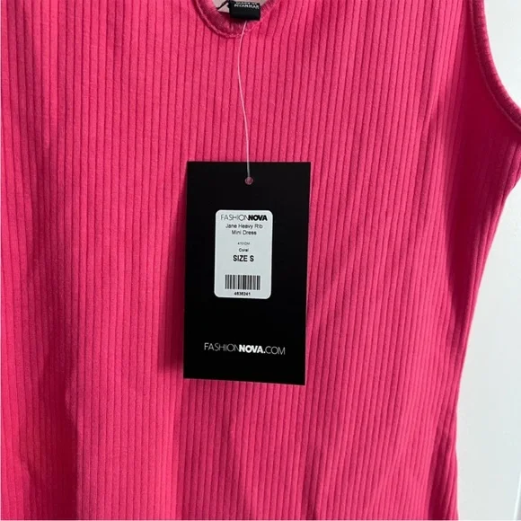Fashion Nova Hot Pink Ribbed Mini Dress - Picture 3 of 3